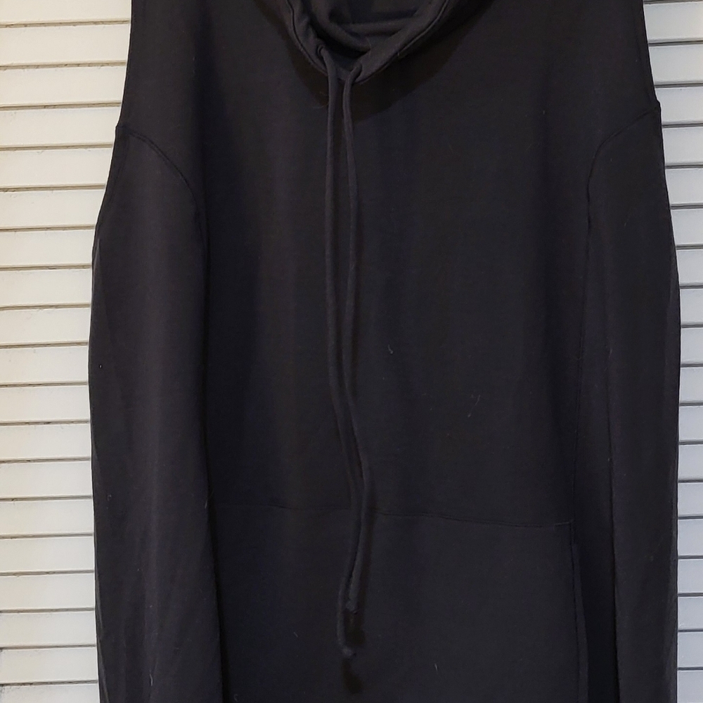 Black Womens Sleeveless, Cowl Neck With Drawstring  Sweatshirt